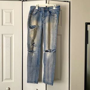 Light was ripped jeans